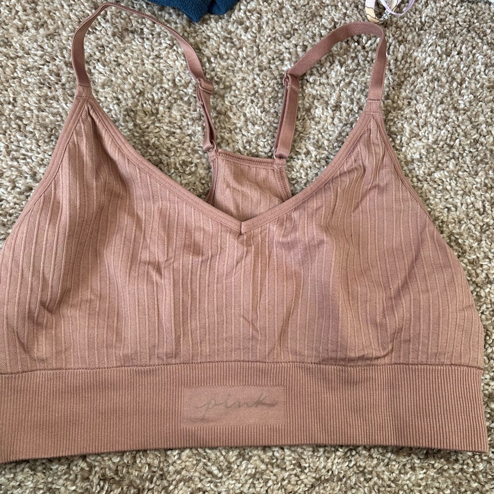 PINK Victoria's Secret Ribbed Bralette - Warm Tan